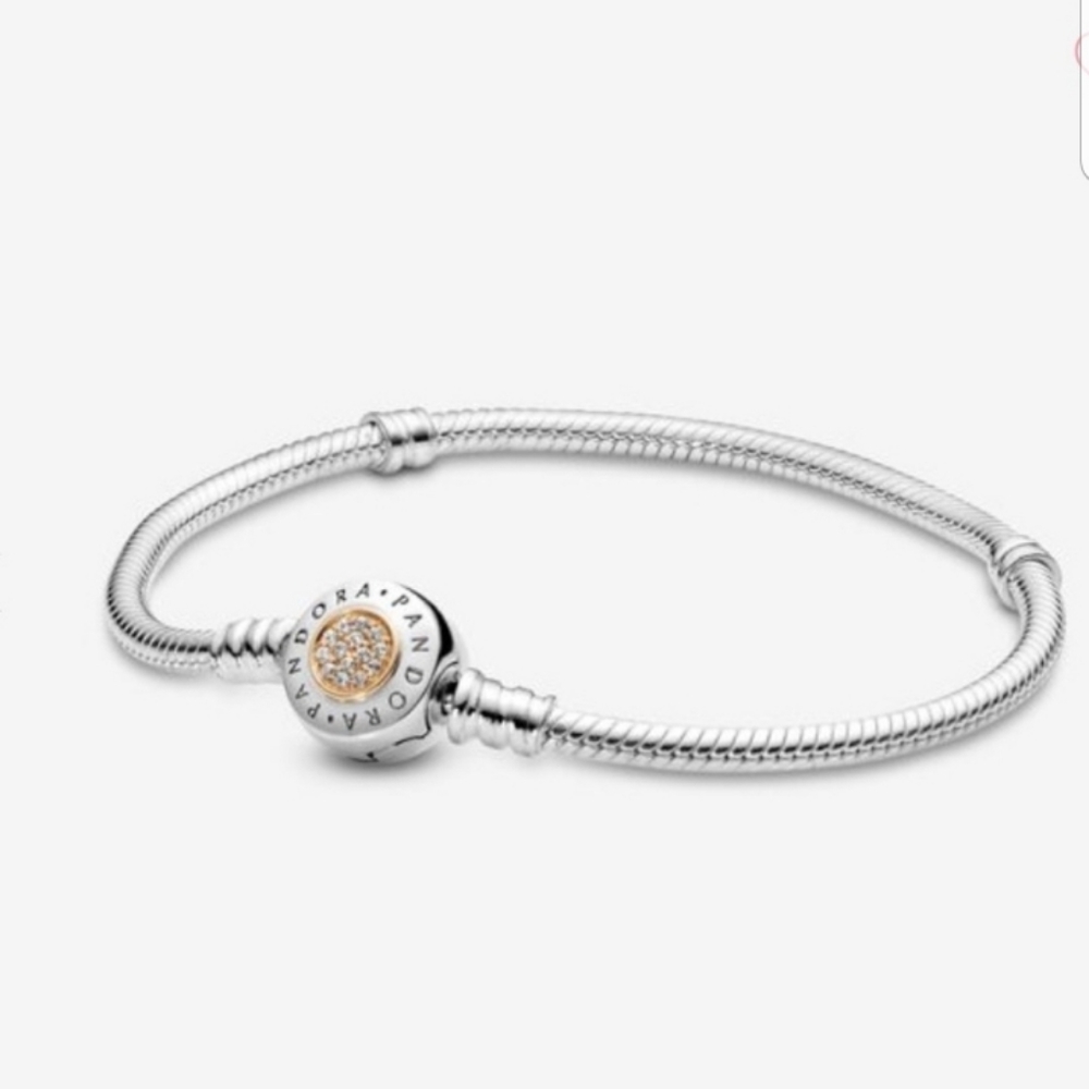 PANDORA 14KT GOLD CLASP & 925 SILVER BRACELET